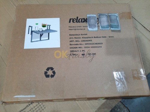 Auction Balkonový závěsný stolek v šedé barvě image